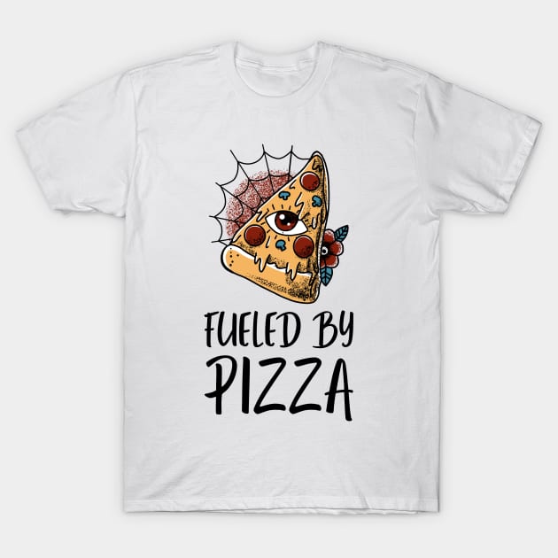 Fueled By Pizza Demon Eye T-Shirt by InkyArt